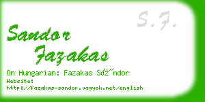 sandor fazakas business card